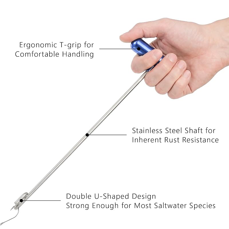 Elsjoy 2 Pack Fishing Hook Remover, 12" Fish Dehooker Tool Saltwater Fish Hook Remover, Shark Hook Removal Tool for Quick Removal