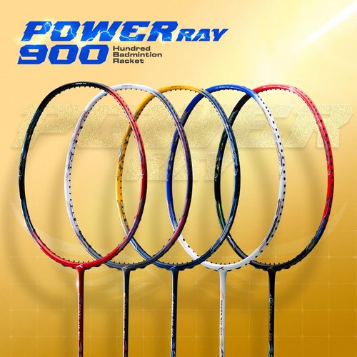HUNDRED Power Ray 900 Badminton Racket | Material: Carbon Fibre | Gender: Unisex | Ultralight 79g | Strung Racket | Max Tension =32 lbs | Professional Grade | Includes Full Cover