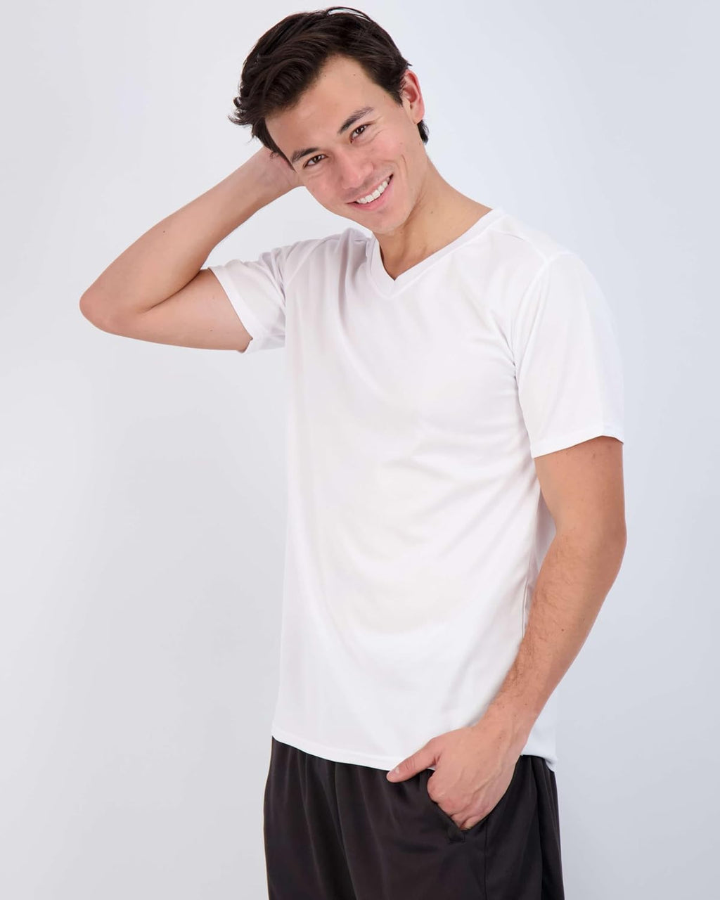 Real Essentials Men's Mesh V-Neck T-Shirt - 5 Pack Athletic Dry Fit Workout Shirts (Big & Tall Available)