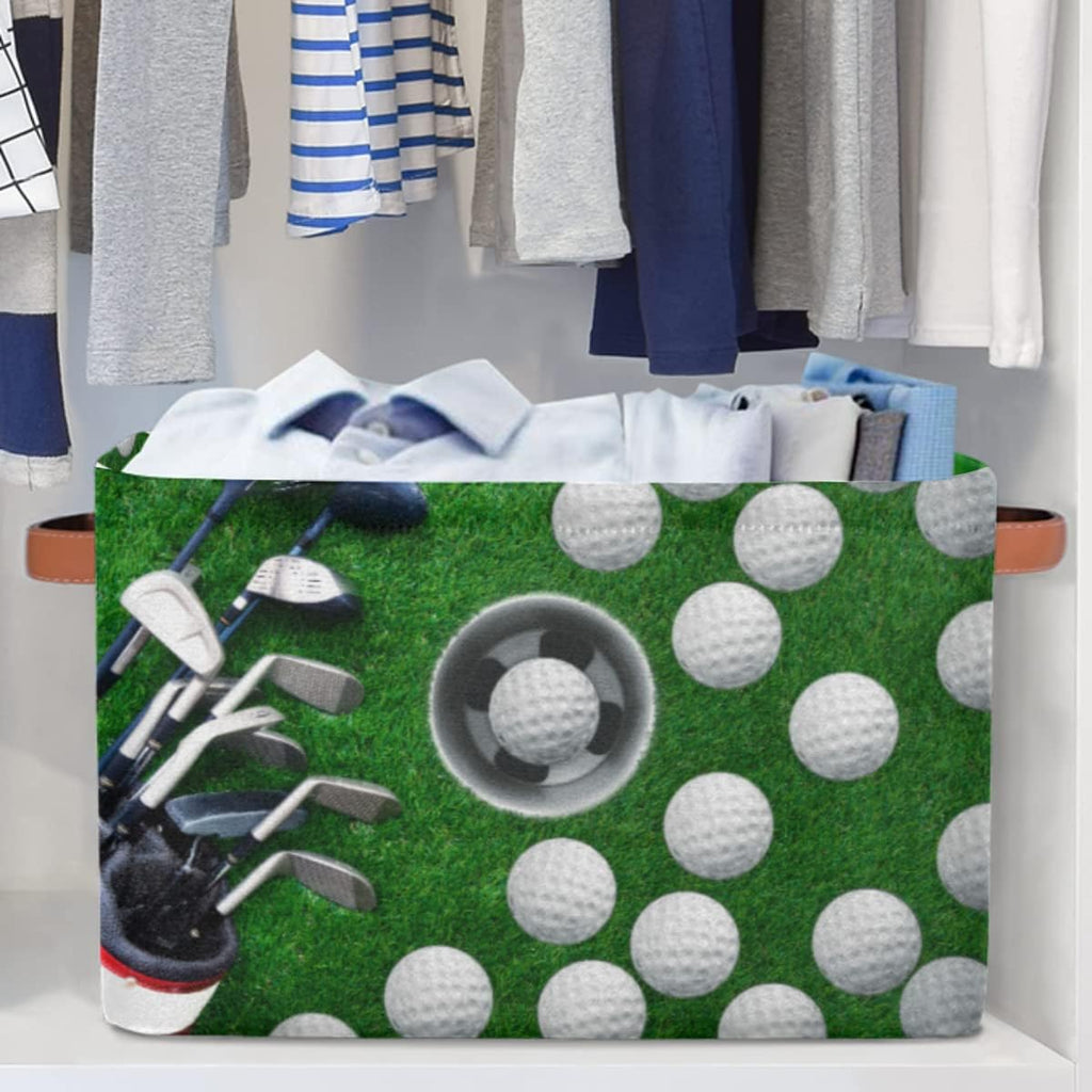 Skiennix Golf Ball Storage Basket - Foldable Fabric Organizer with Handle | Ideal for Home & Office