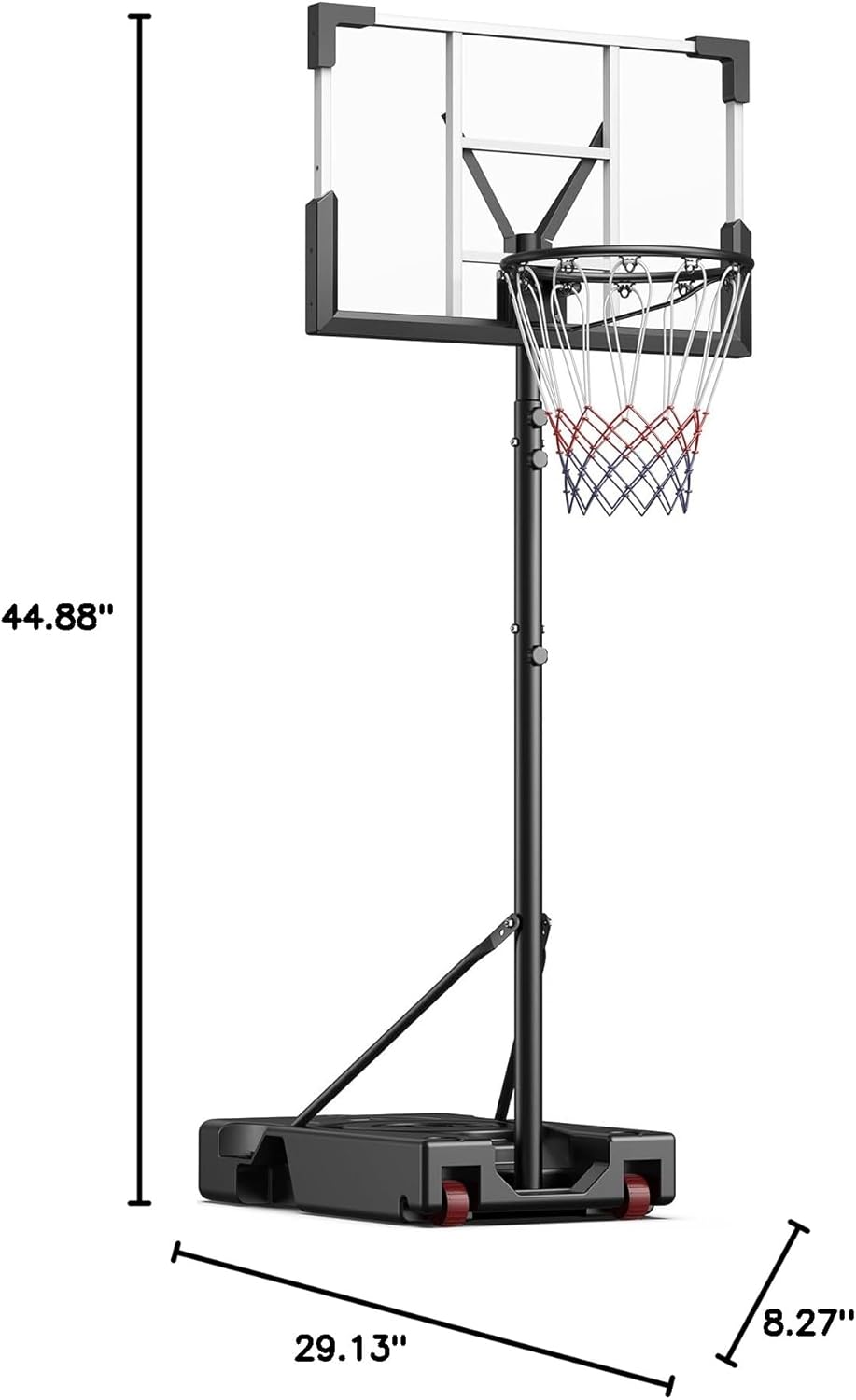 Skiennix Basketball Hoop - 10FT Height Adjustable with 45-Inch Shatterproof Backboard | Portable for Backyard & Indoor Use