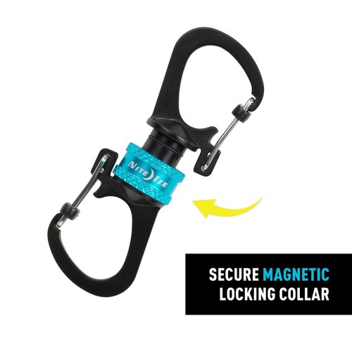 Nite IZE SlideLock 360 Degree Magnetic Locking Dual Carabiner - S-Biners with Twist-to-Lock Collar - Magnetic Carabiner Keychains for Keys, Camping Accessories & More - Blue