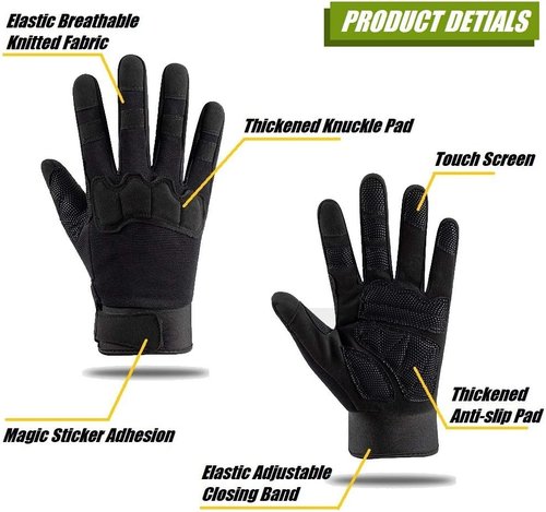 HYCOPROT Full Finger Gloves - Breathable Touch Screen Knuckle Protection for Outdoor Activities