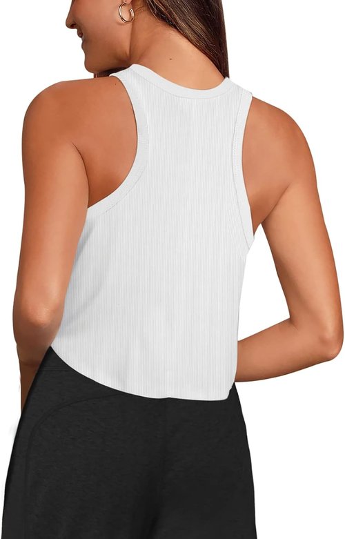 LASLULU Women's Sleeveless Crop Top - Flowy Halter Neck Athletic Shirt | Perfect for Workouts