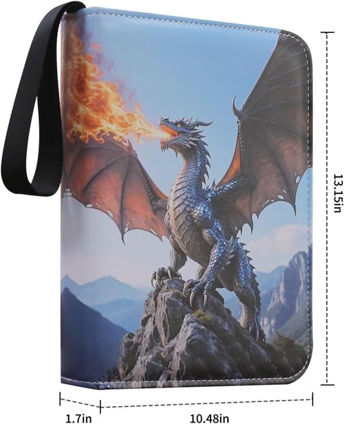 Deluxe Charizard Trading Card Binder - 9-Pocket Side-Loading Zipper Album with 50 Sleeves | Holds 900 Sleeved Cards