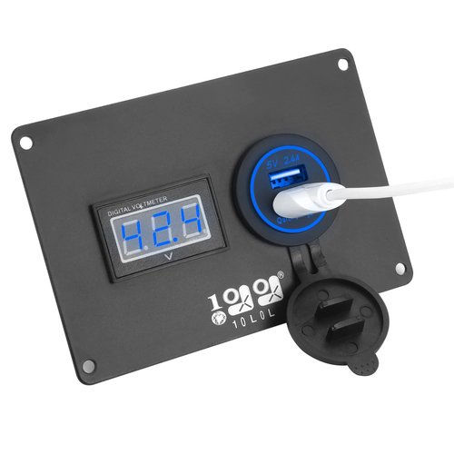10L0L Golf Cart 2 in 1 Dash Console Panel for Club Car DS 2000 Up Models, Include Digital Battery Voltmeter and QC 3.0 Fast Charge Dual USB Outlet (12V~24V Input)
