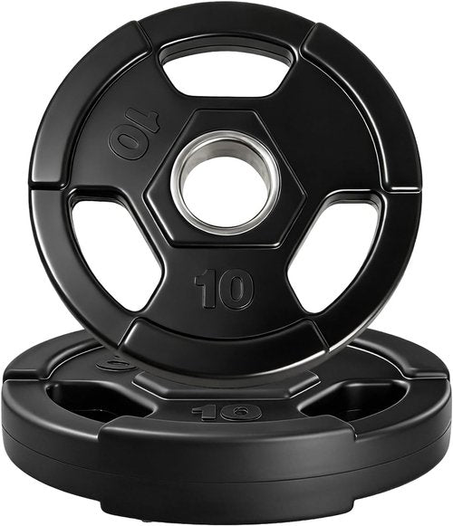 Garvee Olympic Weight Plates - Rubber Encased Iron, Low Noise & Floor Protection, 10-55 lbs