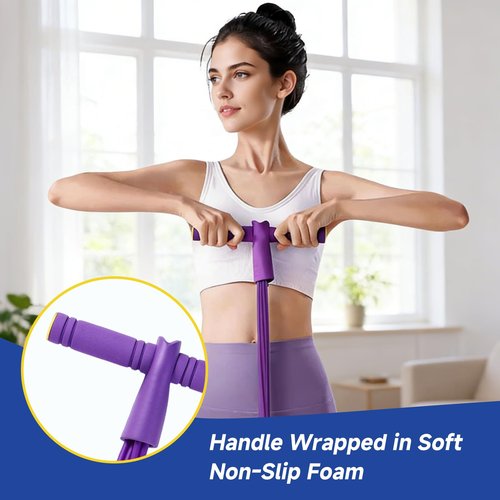 Pedal Resistance Band with Handles, 8 Tube Exercise Bands for Home Workout, Multifunctional Fitness Equipment for Abs, Waist, Legs & Full Body Training, Portable Foot Pedal Resistance Trainer