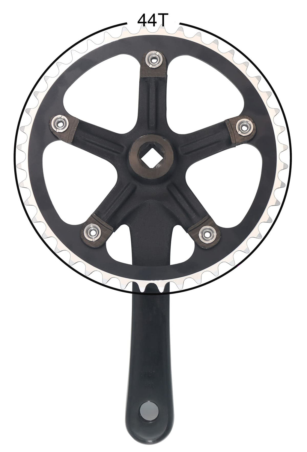 WEERAS Urban Folding Bicycle Crankset Single Tooth Disc 44T 130BCD 170mm Crank Set is Suitable for Most Single Speed Bicycles