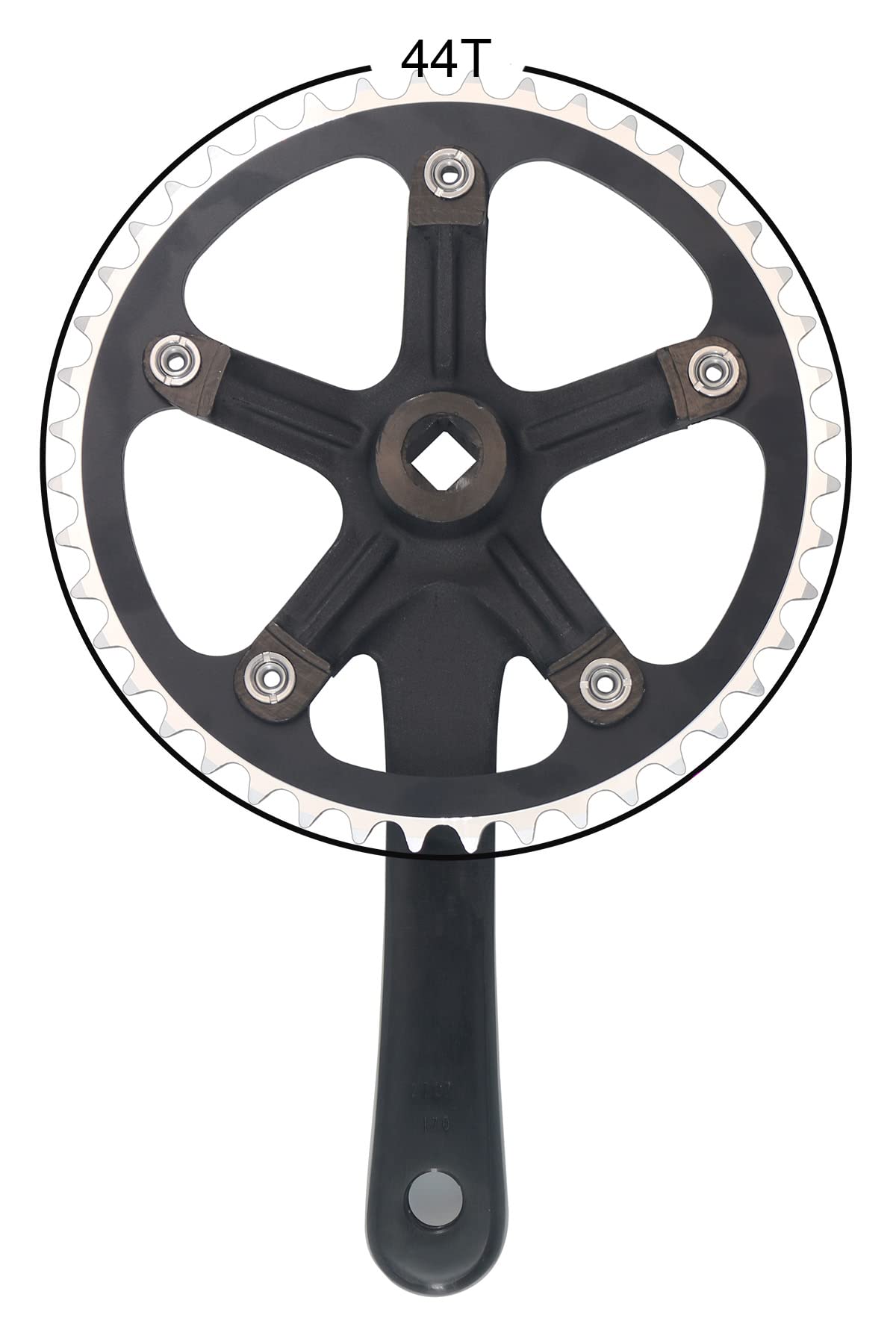 WEERAS Urban Folding Bicycle Crankset Single Tooth Disc 44T 130BCD 170mm Crank Set is Suitable for Most Single Speed Bicycles
