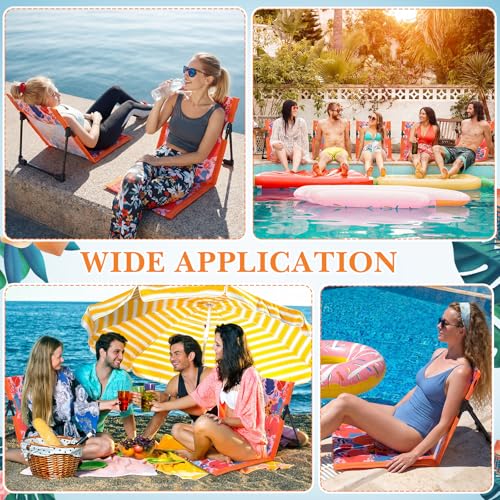Foldable Poolside Chairs Set - Tropical Floral 4 Pack Portable Beach Lounge Seats