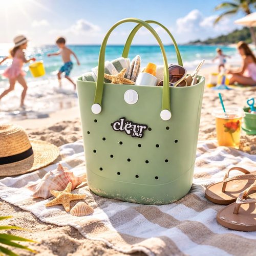 ClevrPlus Convertible Beach Tote Backpack - Waterproof EVA Bag in Grey with Removable Straps & Lid