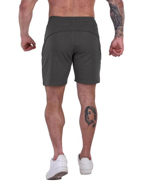 FIRSTGYM Mens Athletic Shorts 7 inch for Casual Running Sports Gym with Zipper Pockets Gunmetal Grey