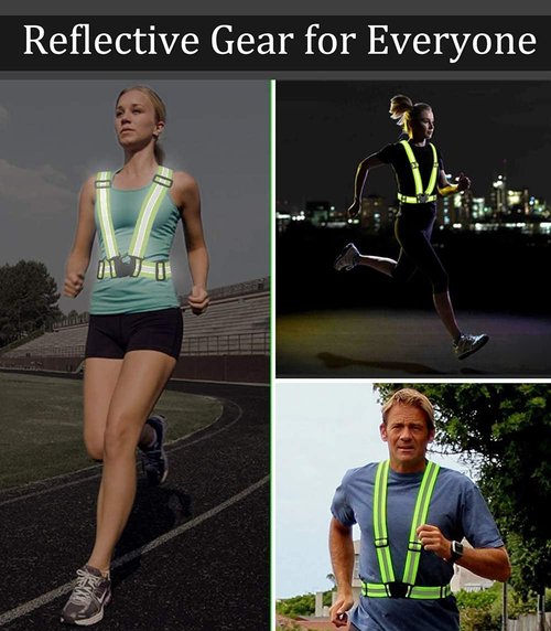 Famnosta Running Reflective Vest Gear 3 Pack Adjustable Safety Vest for Women Men High Visible Reflective Straps Vest for Running Cycling Motorcycling (Green,Gray,White)
