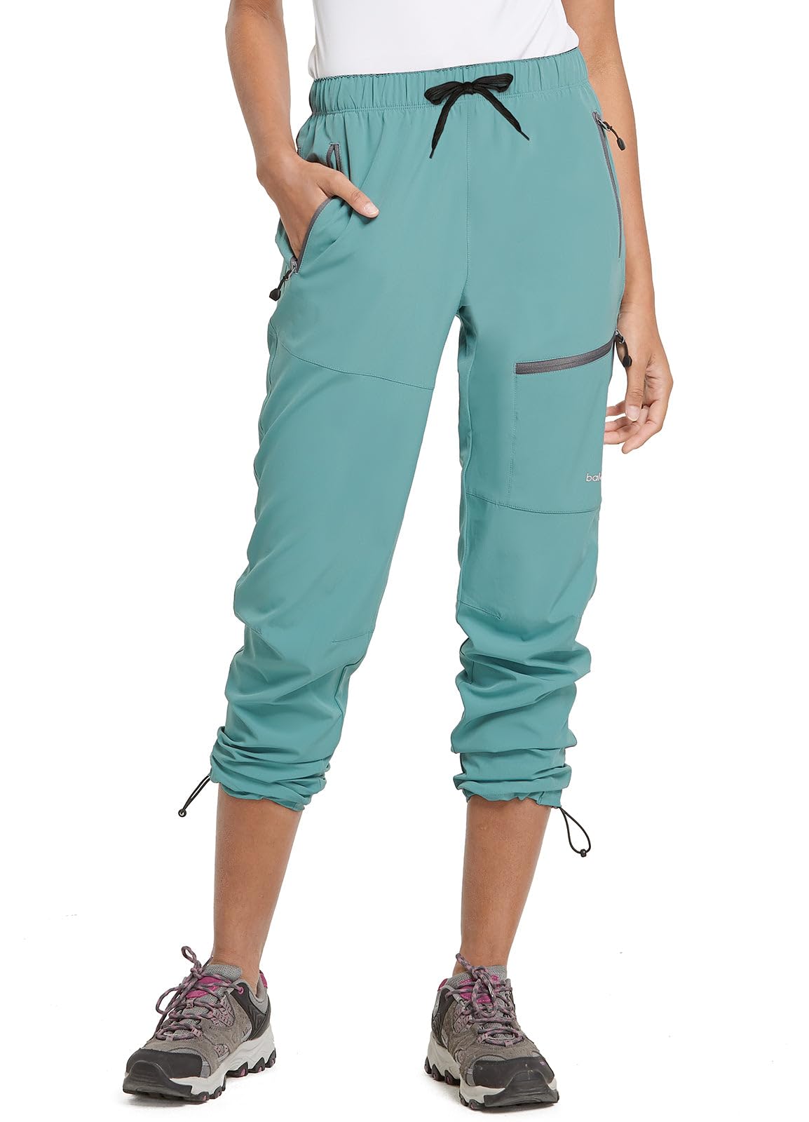 baleaf Women's Hiking Pants Quick Dry Lightweight Water Resistant Stretch Cargo Pants with Zipper Pockets Travel Camping 29''-Pond 2XL