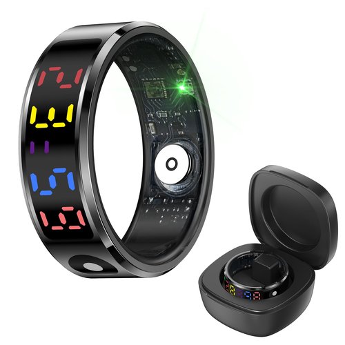 Yihou Smart Ring for Women Health Ring Fitness Tracker Sleep Monitor Step Counter Heart Rate Monitor Multisports No Subscription Fee for Android iOS Black 12