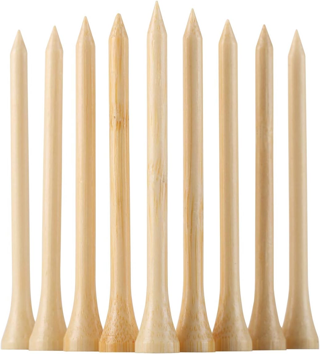 Skiennix Golf Tees - Durable Biodegradable Bamboo | 100 Pcs, 3-1/4" for Enhanced Stability