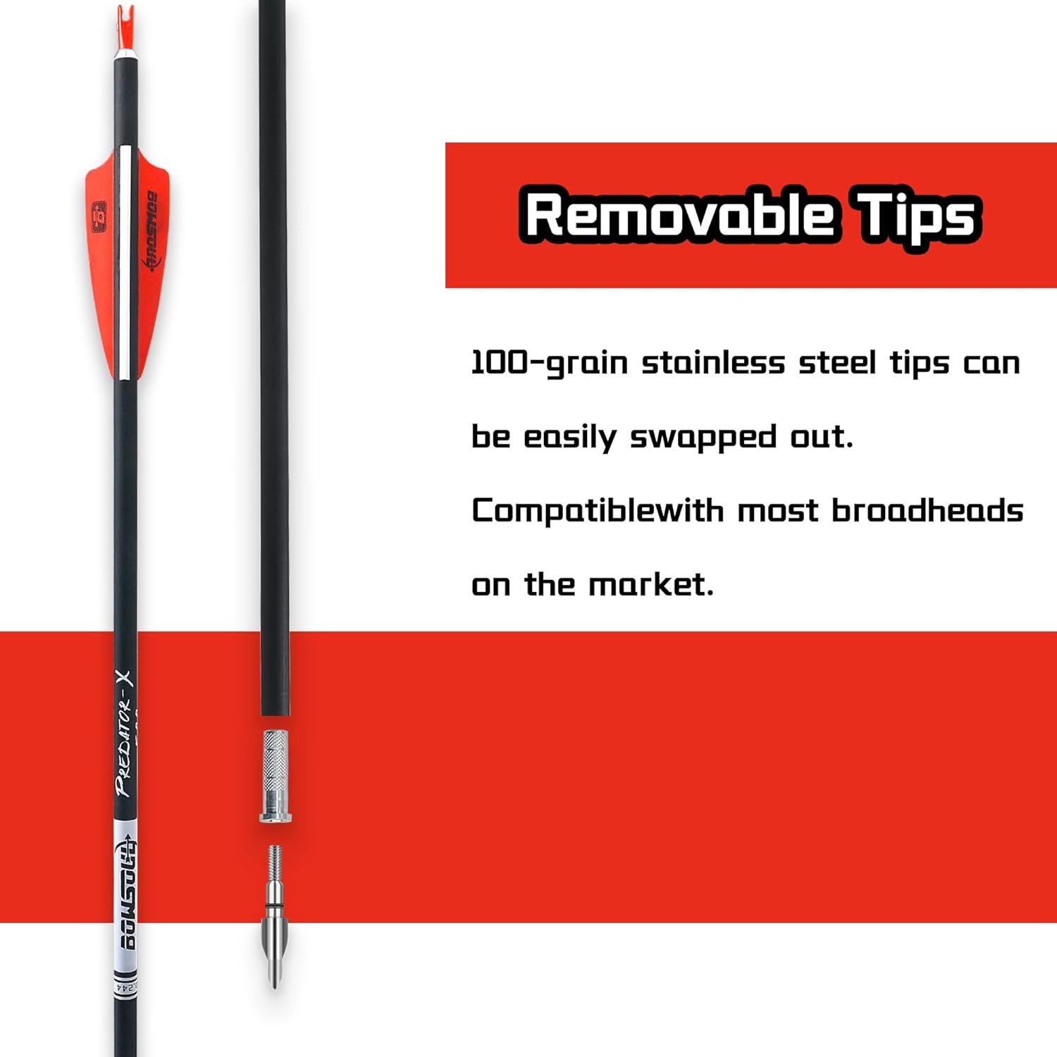 Skiennix 31-Inch Carbon Arrows - Removable Tips for Target Practice | Pack of 12 for Compound & Recurve Bows