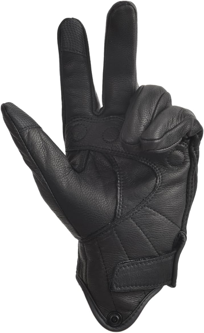 Skiennix Men's Goatskin Leather Gloves - Touchscreen & Windproof for Urban Riding | Full Finger Design
