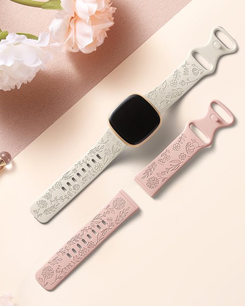 4 Pack Engraved Replacement Strap for Women Only Compatible with Fitbit Versa 3/Fitbit Sense/Fitbit Versa 4/Fitbit Sense 2 Bands Four Models