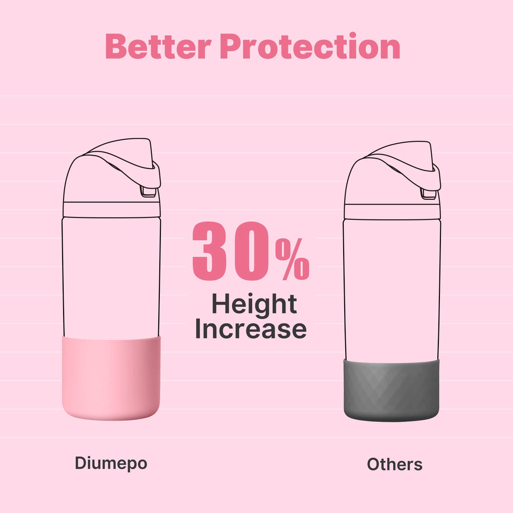 Diumepo Silicone Water Bottle Boot for Owala 14/16oz, Anti-Slip Protective Sleeve Bottom Bumper Protector for Owala 12 oz Tumbler, Flip 14 oz and FreeSip 16 oz Water Bottle (Light Pink)