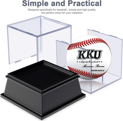 KKU Baseball Display Case - UV Protected Acrylic Holder for Official Size Balls | 2 Pack