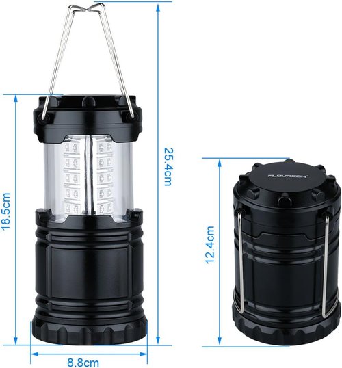 Lightahead Portable Outdoor LED Camping Lantern Set - Collapsible & Ideal for Emergencies | Black
