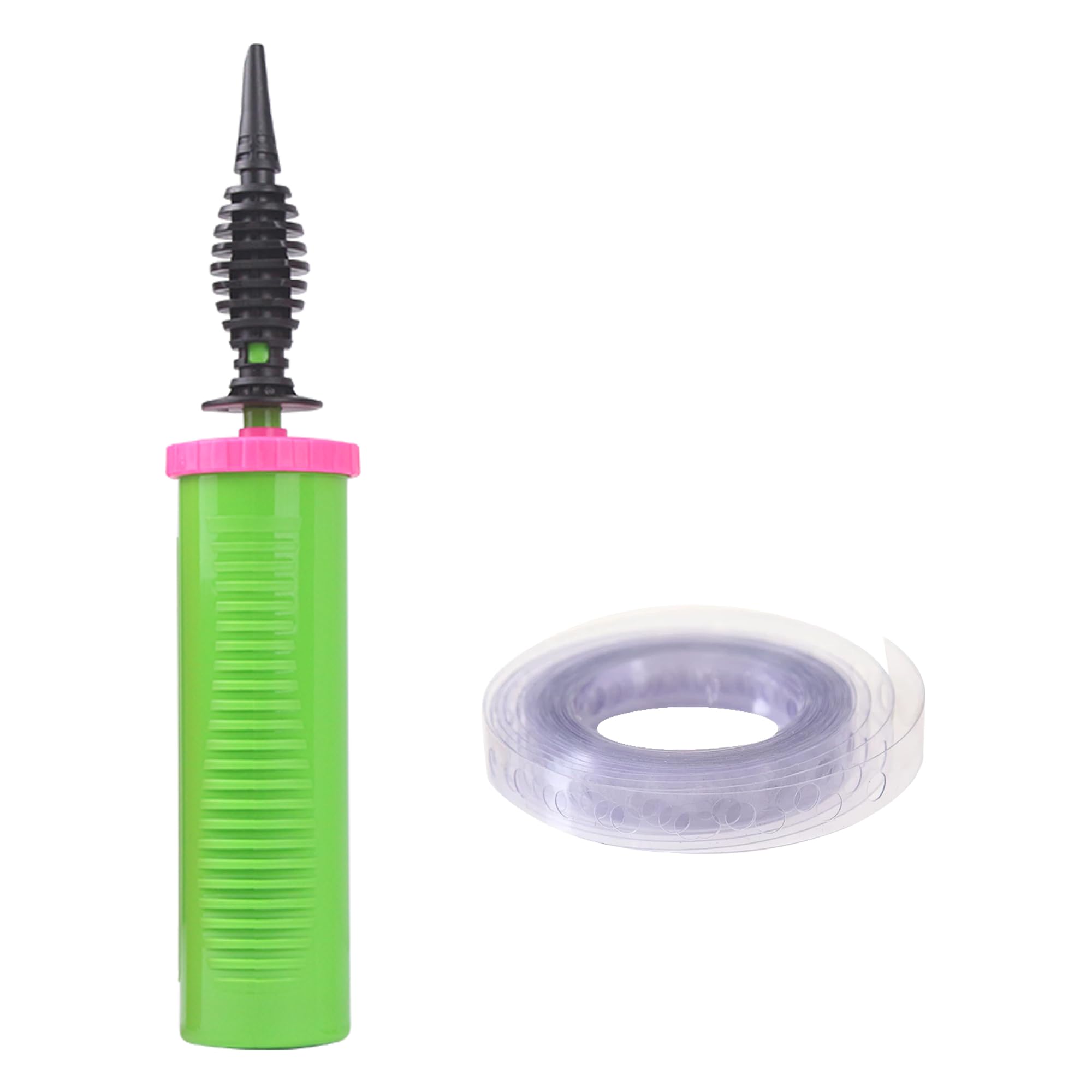 PULO CP Mfg Balloon Pump Hand Held 2-Way Dual Action Air Pump for Twist Balloons, Yoga Balls, Swimming Rings (Green Pump 1 Unit with 1 Balloon Vine)