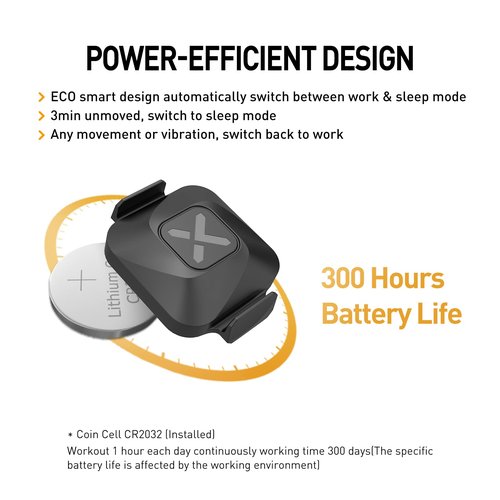 XOSS Vortex Cadence and Speed Sensor Wireless IPX7 Waterproof - 300 Hours Dual Modes Bike Sensor ANT+/Bluetooth 4.0 Compatible for Cycling Computer - 2 Pack