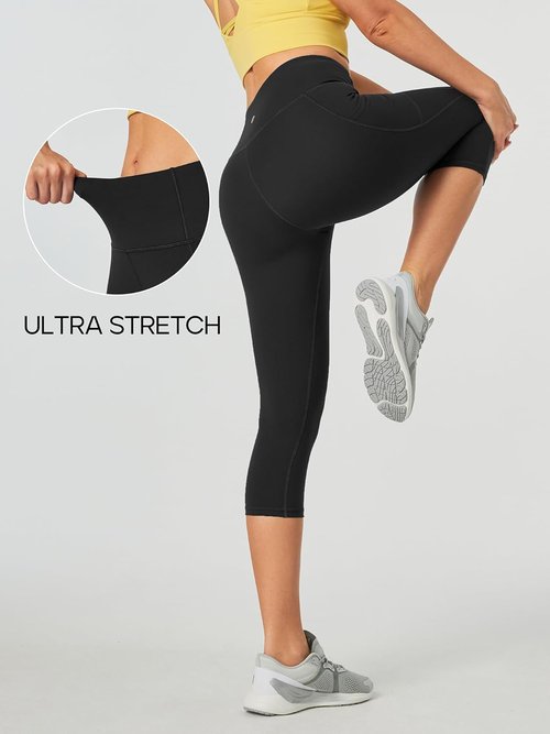 Heathyoga Capri Leggings - High Waisted Tummy Control Yoga Pants with Pockets for Women