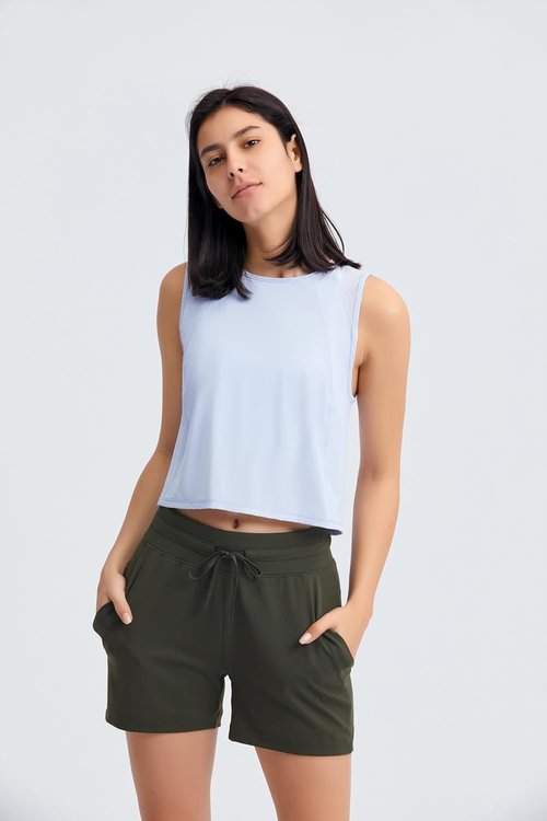 Altiland High Neck Workout Crop Tops - Open Back Athletic Gym Shirts for Women | Perfect for Running