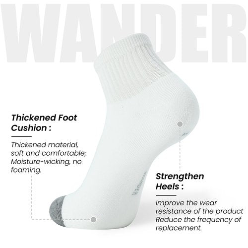WANDER Men's Cushioned Ankle Socks 8 Pack Breathable Running Socks for Activewear, Comfort Casual Socks 9-12/12-15