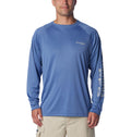 Columbia Men's Terminal Tackle Long Sleeve Shirt, Bluebell/Cool Grey Logo, 3X Tall