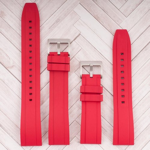 StrapHabit Extra Long Watch Strap for Large Wrists - Quick Release Rubber Band FKM 20mm 22mm (Green, 20mm)