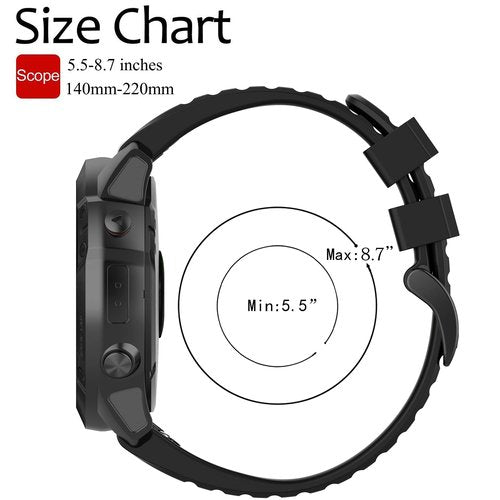 Band for Garmin Fenix 7X/6X/5X, Soft Silicone Replacement Watch Band Strap for Garmin Fenix 7X Pro/6X Pro/5X Plus/3/3 HR Smart Watch
