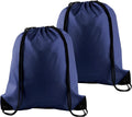 PLULON Drawstring Backpack - Navy Blue Cinch Sack for Gym, Yoga & Outdoor Activities | 2-Pack