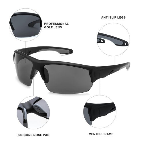 Karsaer Verde Golf Semi-Rimless Ball Finder Sunglasses for Men Women,Golfing,Running,Cycling,Pickleball, UV400 Protection
