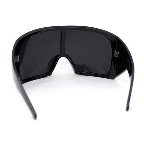 SA106 Super Oversized XXL Goggle Style Wrap Around Sport Plastic Sunglasses All Black
