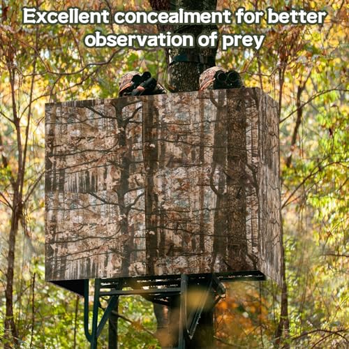 Silent Magnetic Hunting Blind for 2 Man Tree Stand - Brown Woodland Camo
