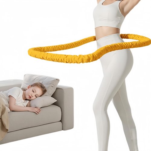 3.2lbs Soft Spring Weighted Hoop for Adults, Portable Core Workout Fitness Hoop, Quiet & Pinch-Proof Design for Effective Exercise (Light Yellow)