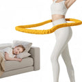 3.2lbs Soft Spring Weighted Hoop for Adults, Portable Core Workout Fitness Hoop, Quiet & Pinch-Proof Design for Effective Exercise (Light Yellow)