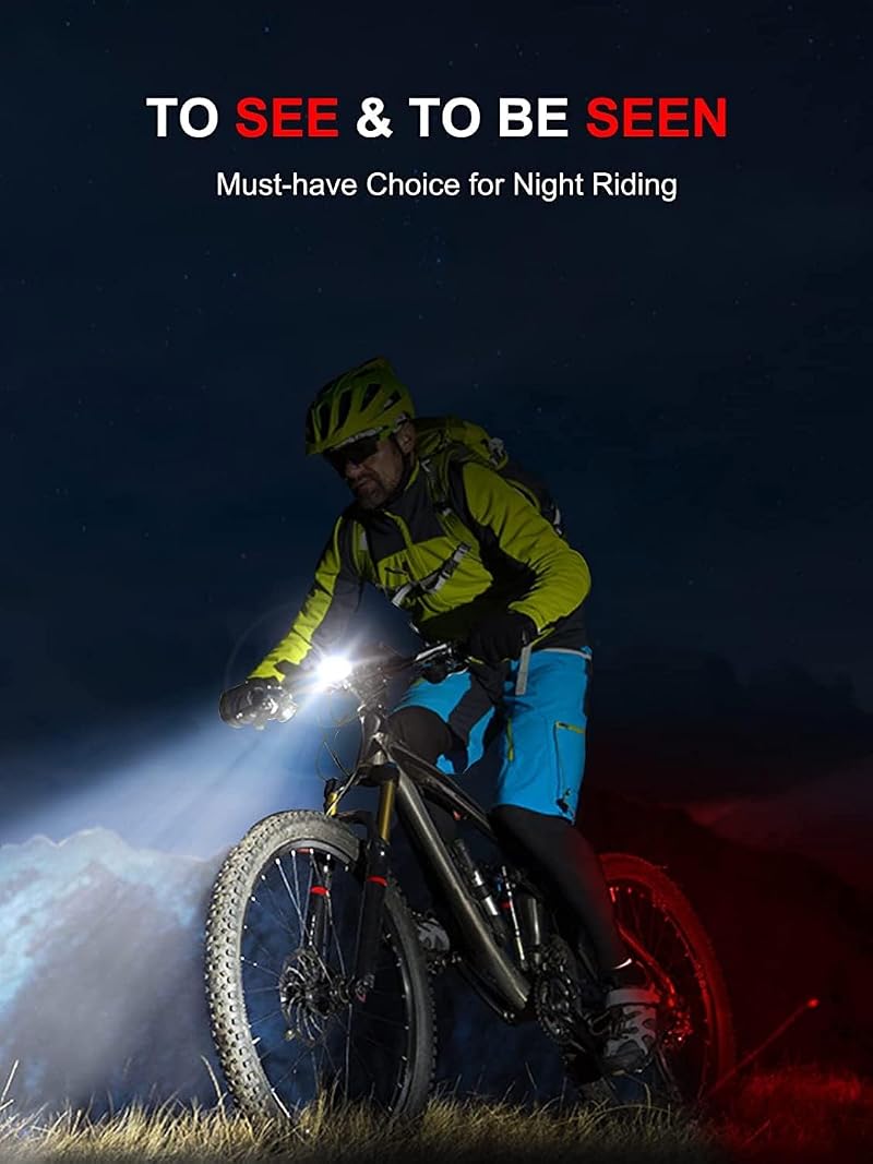 Bike Lights Set 2 LED Front & Rear, Rechargeable, IPX6 Waterproof, Multiple Modes - 2 Led*2