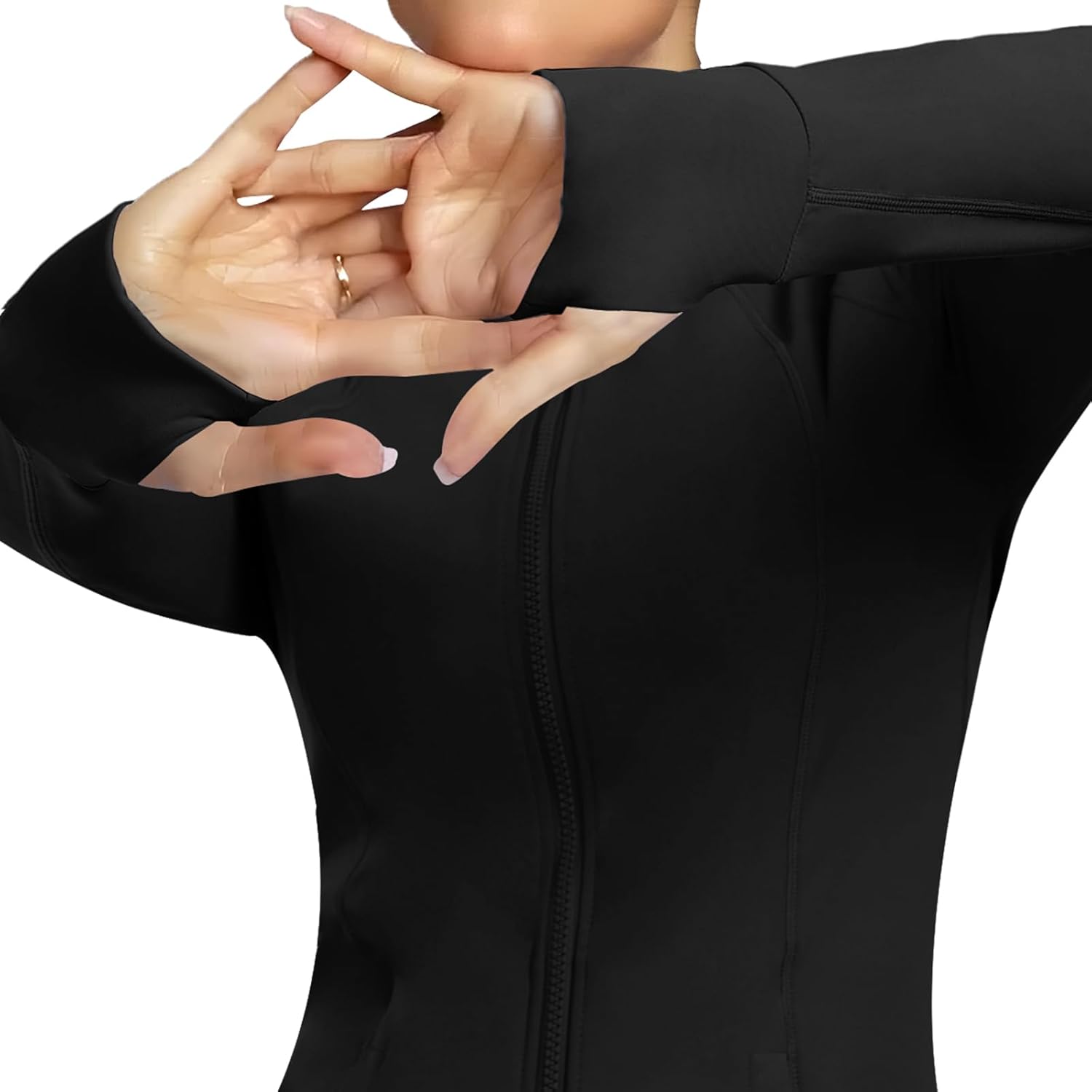 Skiennix Women's Athletic Full Zip Jacket - Lightweight, Slim Fit Workout Wear with Pockets & Thumb Holes