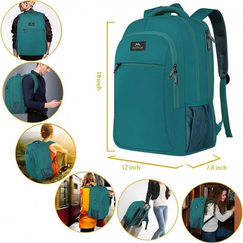 MATEIN Slim Laptop Backpack - Anti-Theft 15.6-Inch Water-Resistant Travel Bag | Peacock Blue