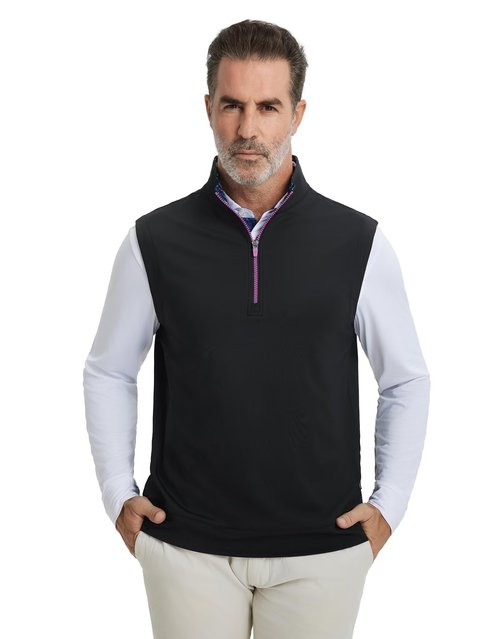 M MAELREG Golf Vests For Men Stretch Lightweight Breathable Quick Dry Stand Collar Sport Men's Quarter Zip Pullover