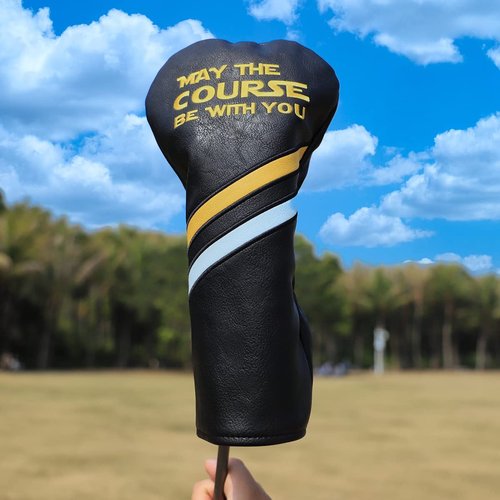 Golf Headcovers Golf Club Head Covers Elegant Embroidery Premium Leather Driver Headcovers May The Course Be with You Fairway Wood Head Cover Hybrid Covers Putter Covers(for Driver(1pcs))