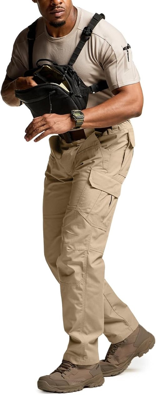 CQR Men's Tactical Pants - Lightweight Water-Resistant Ripstop Cargo Pants for Outdoor Hiking