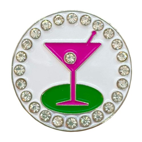 Giggle Golf Bling Golf Ball Marker With Golf Necklace for Women (19th Hole)
