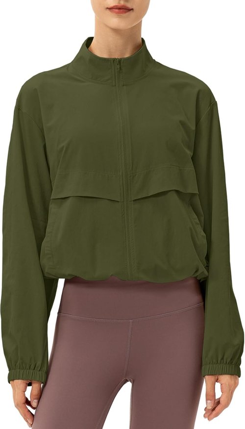 Locachy Women's Athletic Jacket - Lightweight Zip-Up, Windproof & Sun Protection for Outdoor Workouts