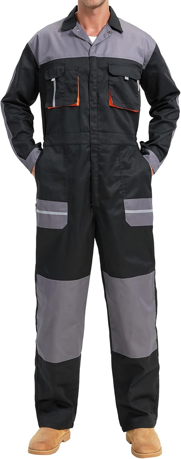 Skiennix Men's Work Coveralls - Multi-Pocket Mechanic Jumpsuit | Durable One-Piece Workwear
